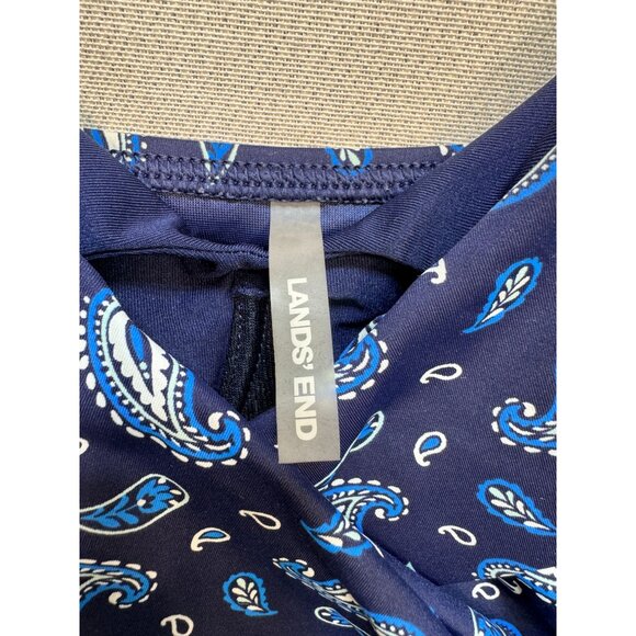 Lands' End Womens Cross Wrap Swimsuit Top Stretch Size 18 Blue Paisley Beach - Picture 3 of 10